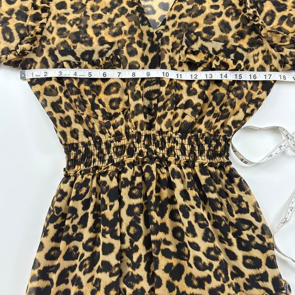 Misa Los Angeles Leopard Print Midi Dress Size Small Boho Statement Flowy Sheer - Picture 13 of 16